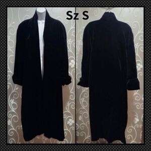 WOMENS BLACK VELVETY FULL LENGTH COAT SIZE S
